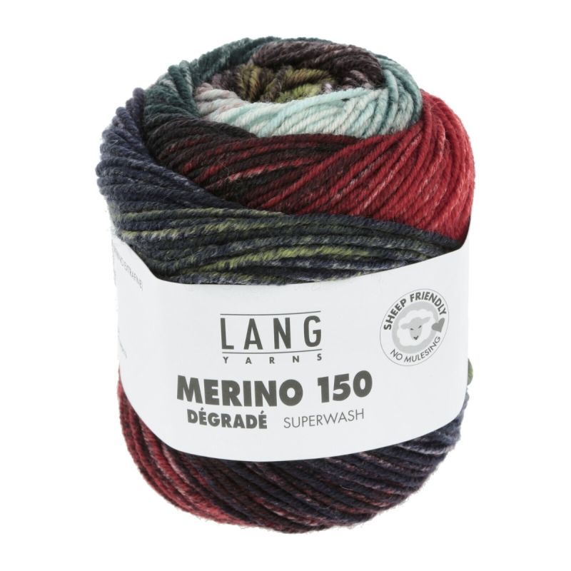 Lang Merino 150 Degrade - Dark Teal, Red, Olive (Color #14)