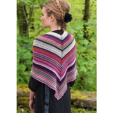 Brigitta Striped Lace Shawl by Louisa Harding (Print Copy) - FREE WITH PURCHASES OF $20 OR MORE - ONE FREE GIFT PER PERSON/PURCHASE PLEASE