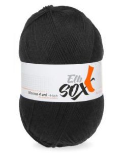 GGH Elb Sox Merino - Black (Color #2) - 100 Gram Skeins