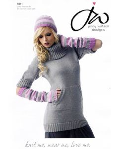 Pure Merino DK Patterns - Cowl Neck Sweater Dress, Fingerless Gloves & Hat