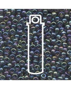 Miyuki Japanese Seed Beads Size 6/0 - Round Transparent Gray Aurora Borealis (Color #9249)