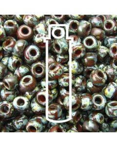 Miyuki Japanese Seed Beads Size 8/0 -Round Picasso Dark Amber Transparent (Color #94502)