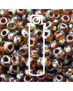 Miyuki Japanese Seed Beads Size 8/0 -Round Picasso Transparent Light Smoky Topaz (Color #94505)