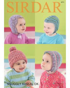 Baby Hats in Sirdar Snuggly Rascal DK (4771) - Free with orders of $15 or More/Please Add To cart/One Free Gift Per Person/Purchase Please - PDF File