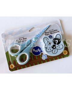Zoo Animal Scissors & Tape Measure Set - Blue Polka Dot & Puppy Tape Measure