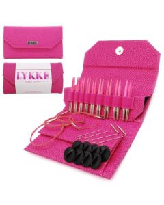 LYKKE Blush 3.5 Inch Interchangeable Circular Knitting Needle Set - Magenta Basketweave Snap Case