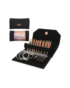 LYKKE CYPRA 3.5 Inch Interchangeable Circular Knitting Needle Set Black Vegan Suede Case, sale and free shipping at LIttle Knits.