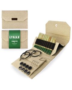 LYKKE Grove 5 Inch Interchangeable Circular Knitting Needle Set in Beige Jute Case on sale with free shipping at Little Knits