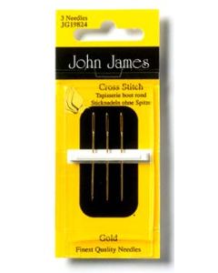 John James Gold Plated Tapestry-Cross Stitch Needles - Size #28