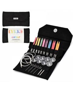 LYKKE Colour 3.5" Interchangeable Needle Set in Black Vegan Suede Snap Case - Free Shipping in Contiguous USA
