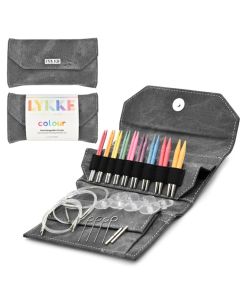 LYKKE Colour 3.5" Interchangeable Needle Set in Grey Denim Effect Snap Case - Free Shipping in Contiguous USA