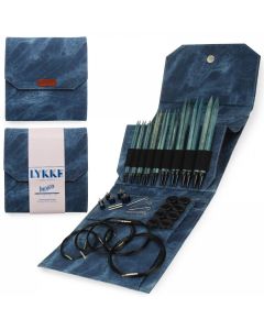 LYKKE Indigo Long Interchangeable Circular Knitting Needle Set in Azure Fabric Case