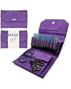 LYKKE Indigo 5 Inch Interchangeable Circular Knitting Needle Set in Violet Denim Fabric Case