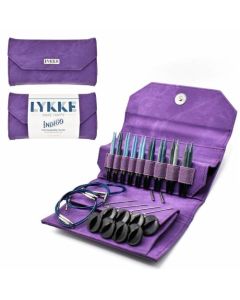LYKKE Indigo 3.5 Inch Interchangeable Circular Knitting Needle Set in Violet Denim Fabric Case