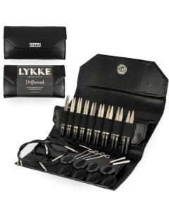 LYKKE Driftwood 3.5 Inch Interchangeable Circular Knitting Needle Set in Black Faux Leather Snap Case on sale and ships free at Little Knits