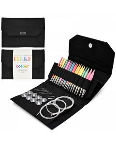LYKKE Colour 5" Interchangeable Needle Set in Black Vegan Suede Snap Case - Free Shipping in Contiguous USA
