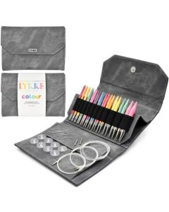 LYKKE Colour 5" Interchangeable Needle Set in Grey Denim Effect Snap Case - Free Shipping in Contiguous USA