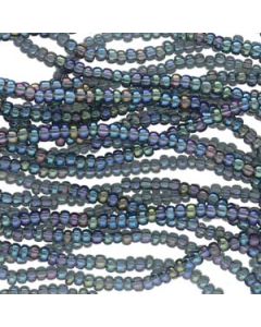 6/0 Czech Seed Beads - Black Diamond Aurora Borealis (Color #41010) - 6 String Hanks, 68 Grams/870 Beads