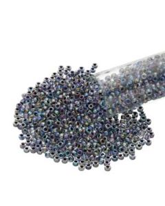 6/0 Czech Seed Beads  - C/L Crystal Black Aurora Borealis (Color #58549) 20 Gram Tube