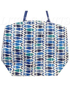 Large Patterned Tote Bag - Plenty of Fish in the Sea - Slight Discoloration on Handles